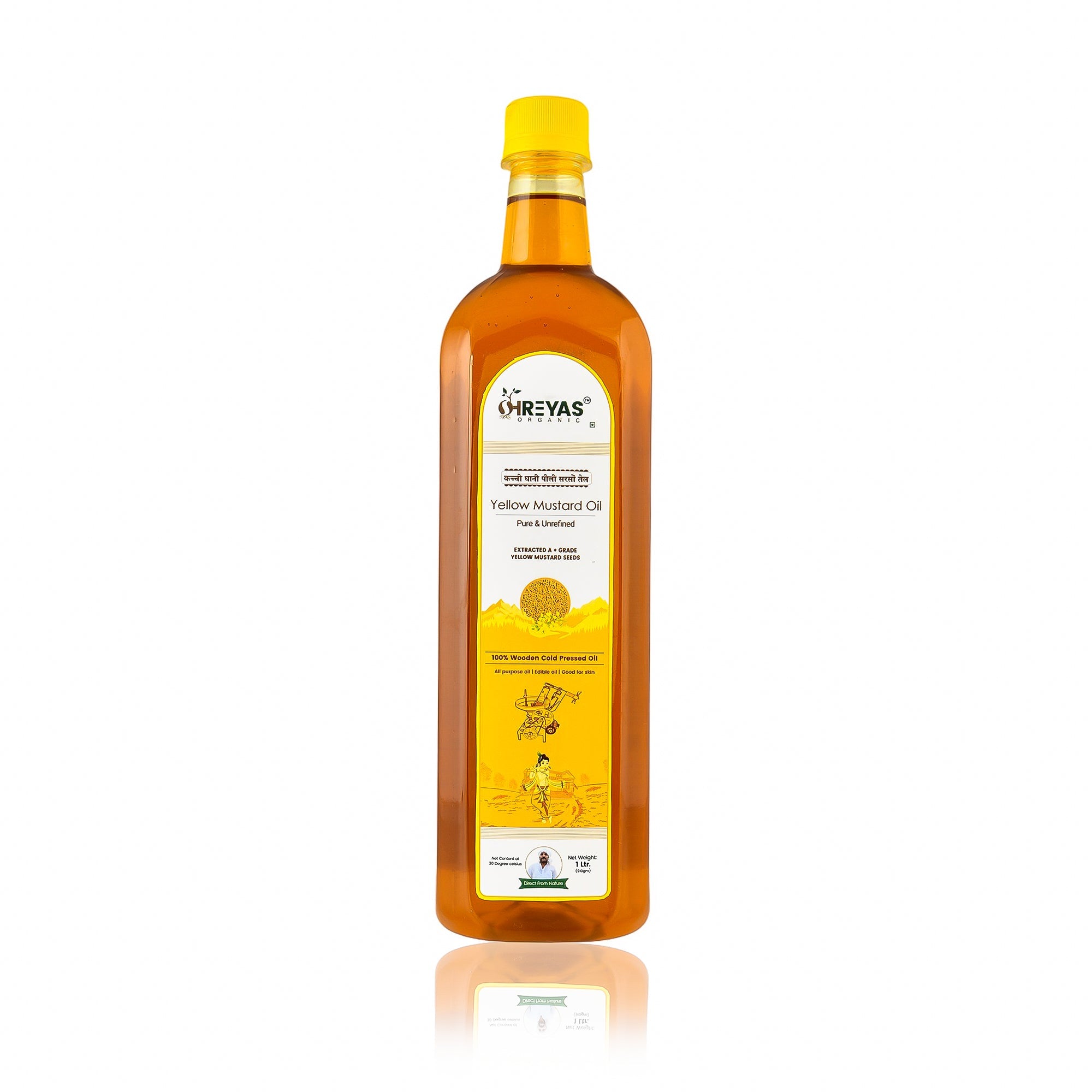 Wood Cold Pressed Yellow Mustard | Oil Unrefined Single Filtered Shreyas Organic