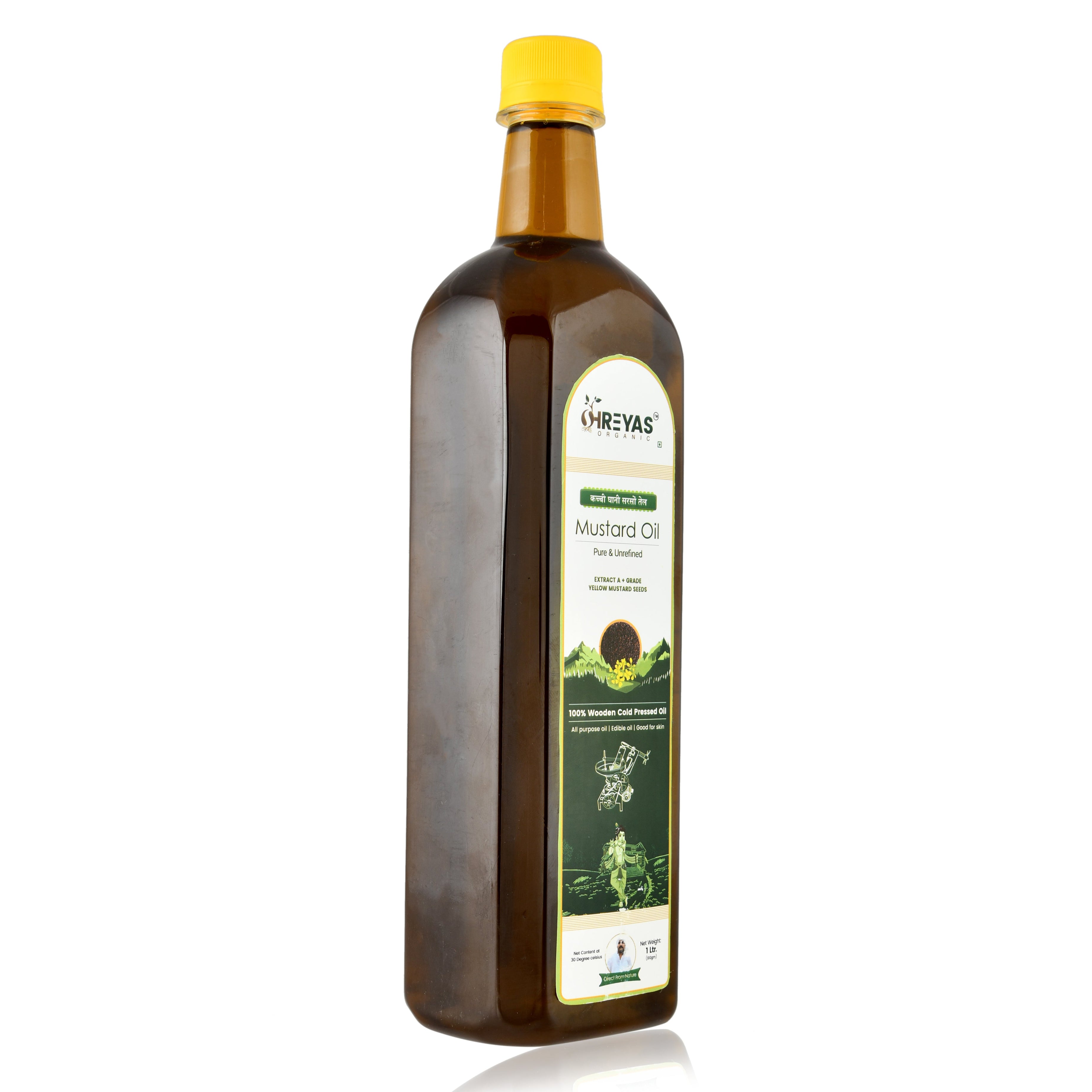 Wood Cold Pressed Mustard Oil | Unrefined Single Filtered Shreyas Organic