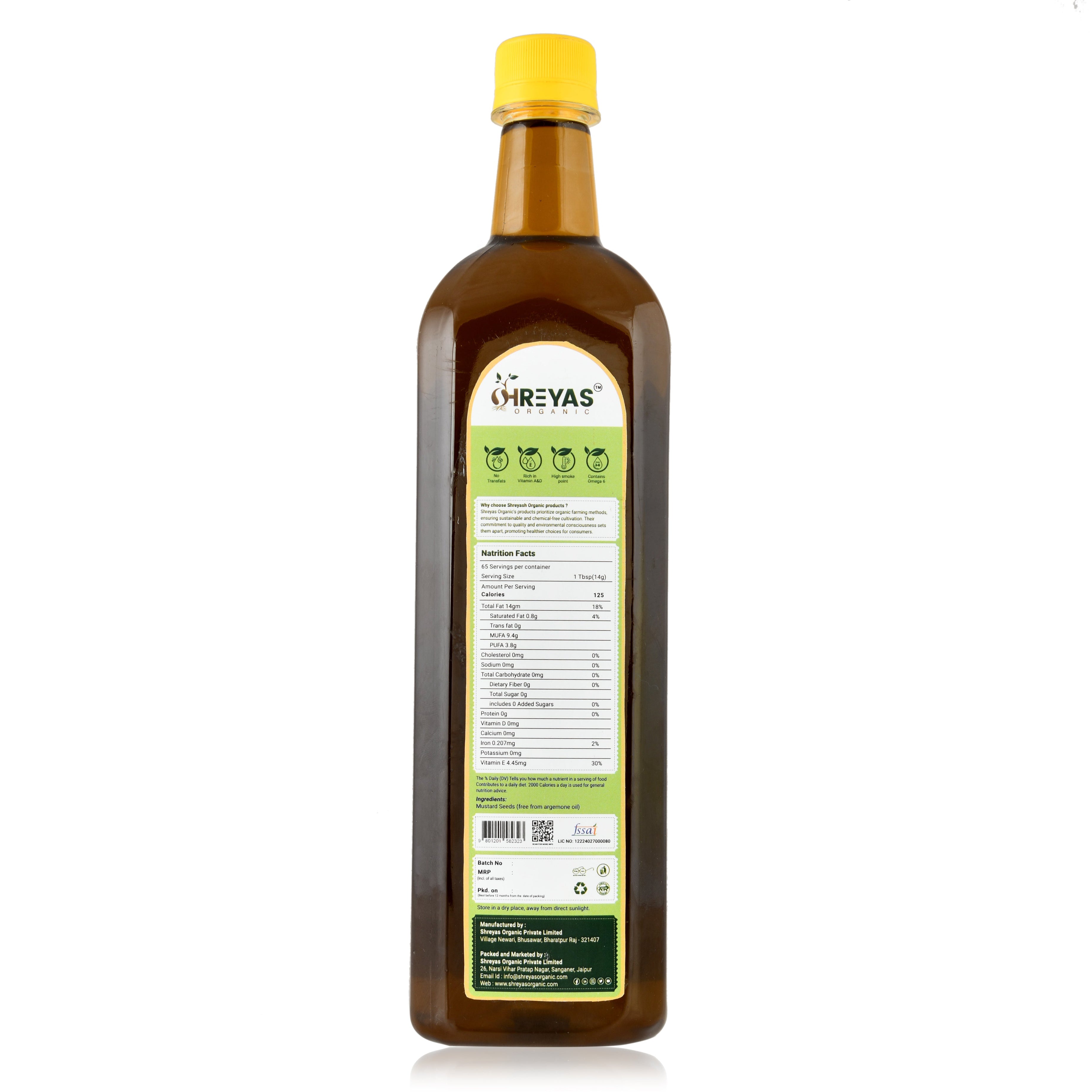 Wood Cold Pressed Mustard Oil | Unrefined Single Filtered Shreyas Organic