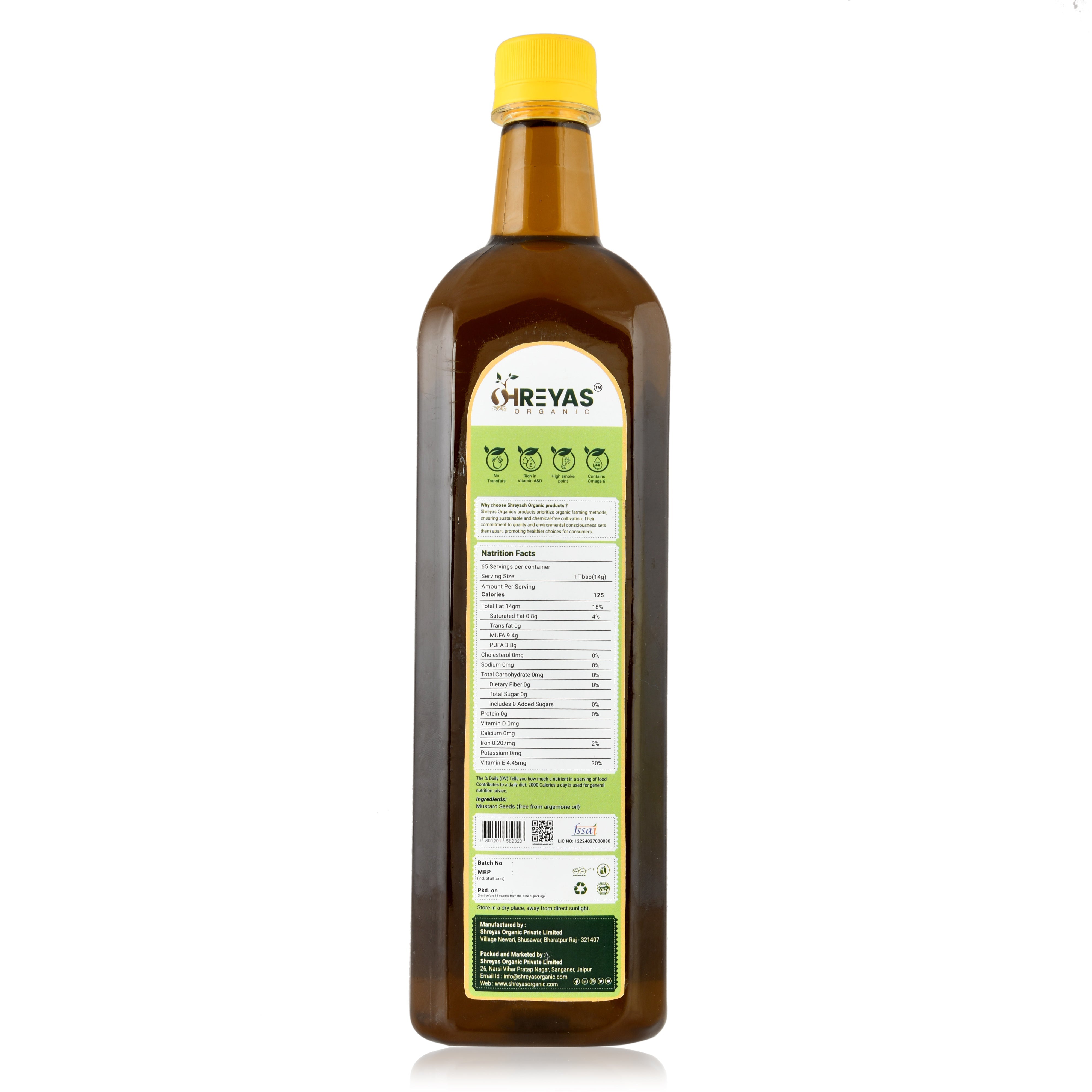 Wood Cold Pressed Mustard Oil | Unrefined Single Filtered Shreyas Organic