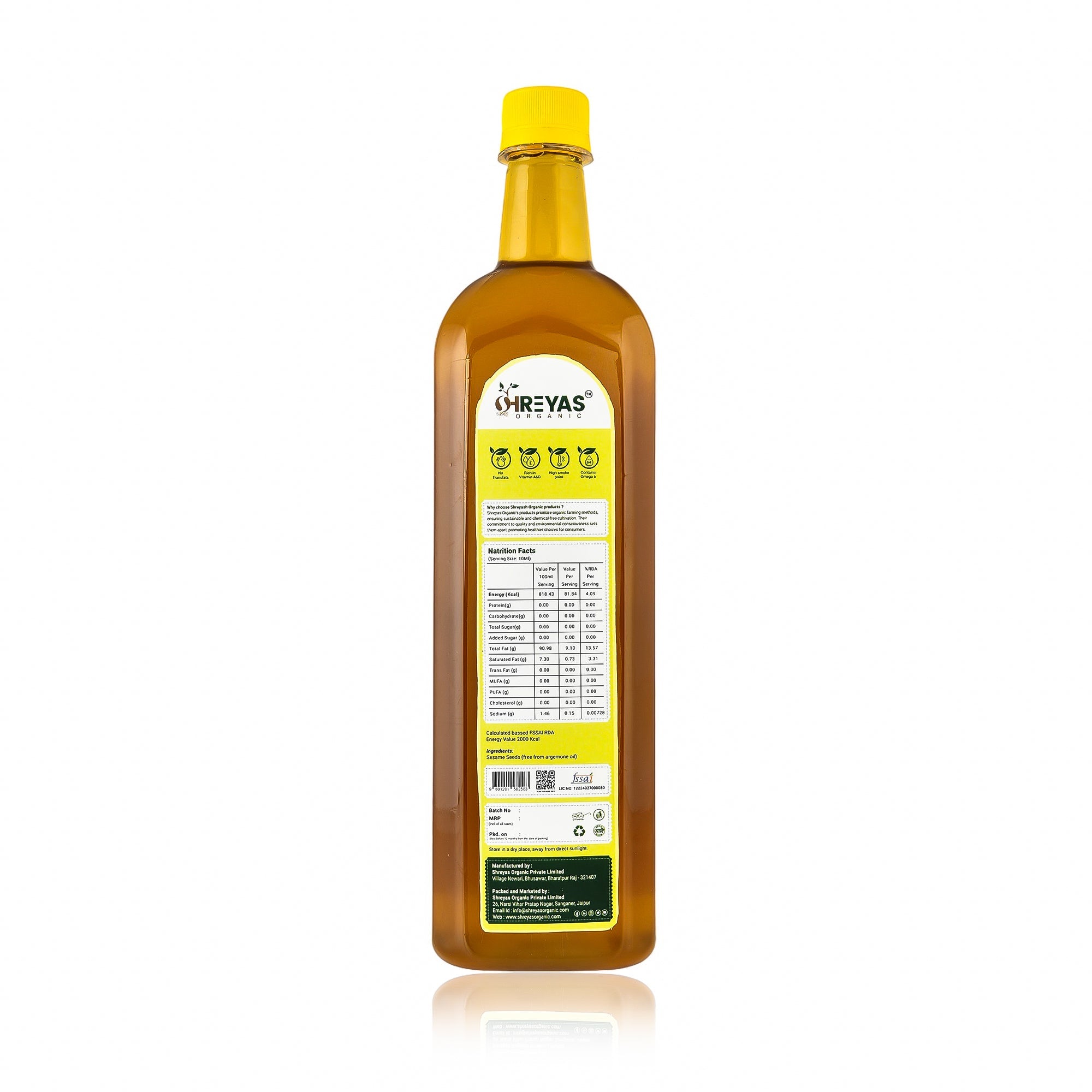 Wood Cold Pressed Sesame Oil | Unrefined Single Filtered Shreyas Organic