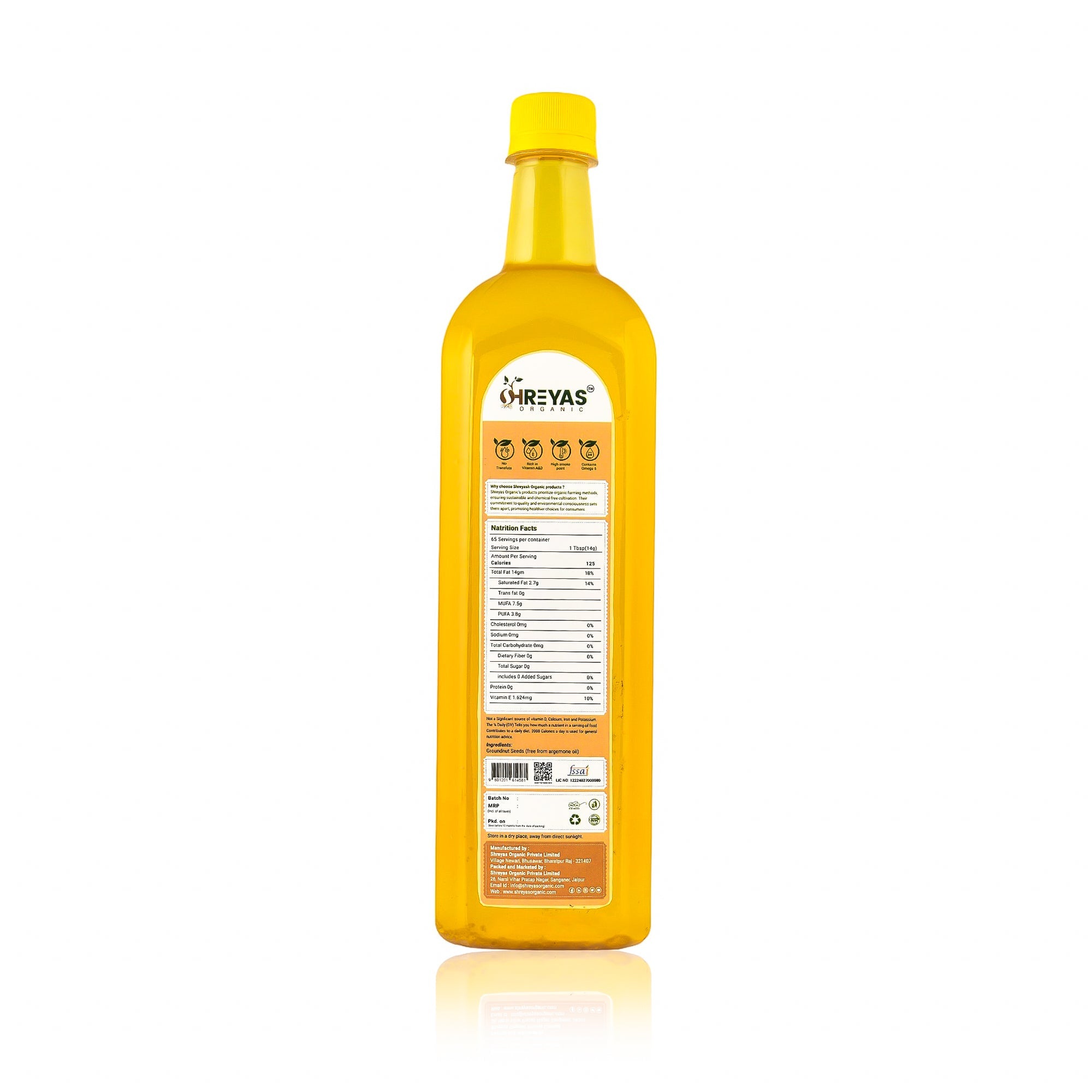 Wood Cold Pressed Groundnut Oil | Unrefined Single Filtered Shreyas Organic