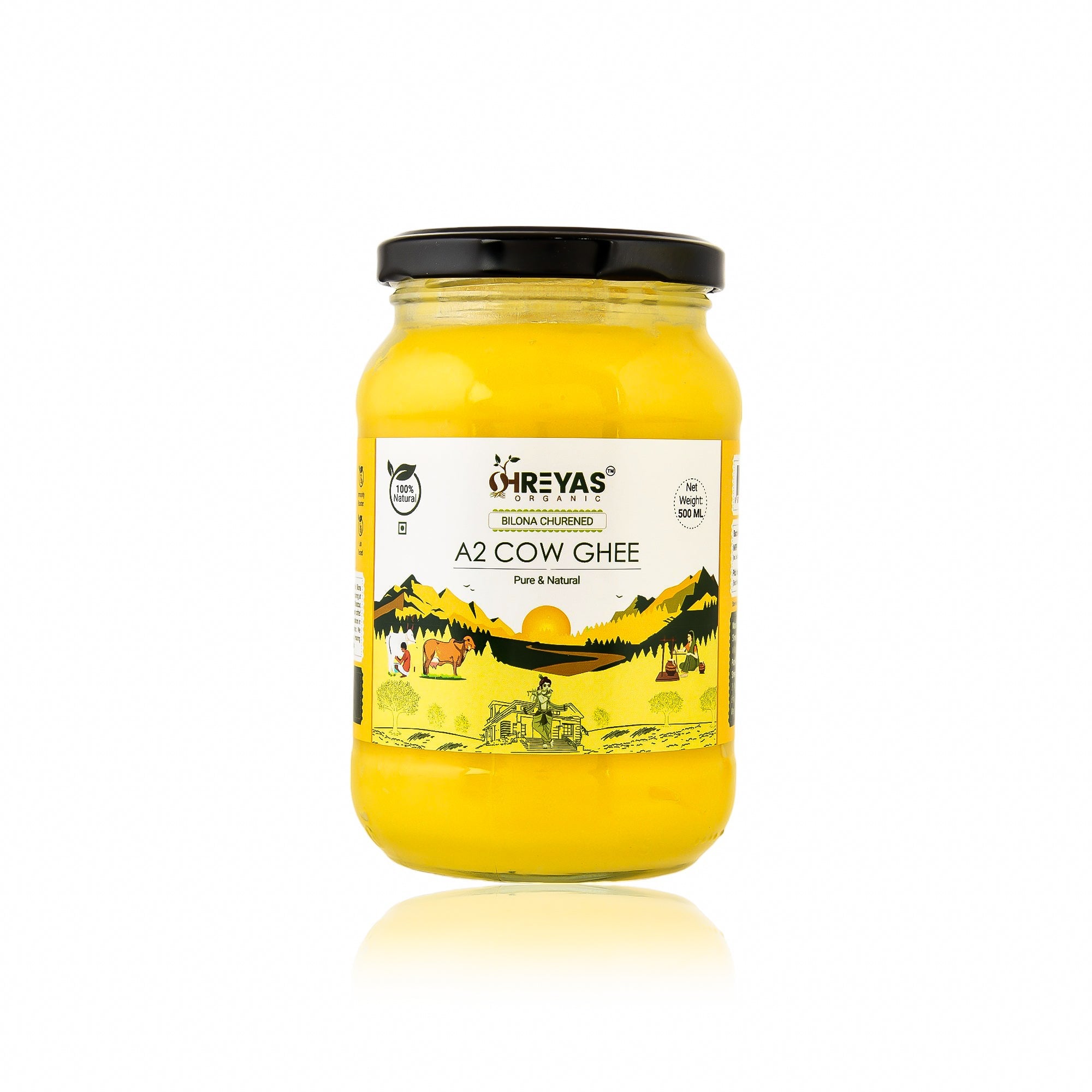 A2 Desi Gir Cow Ghee | Vedic Bilona Method | Glass Jar Shreyas Organic