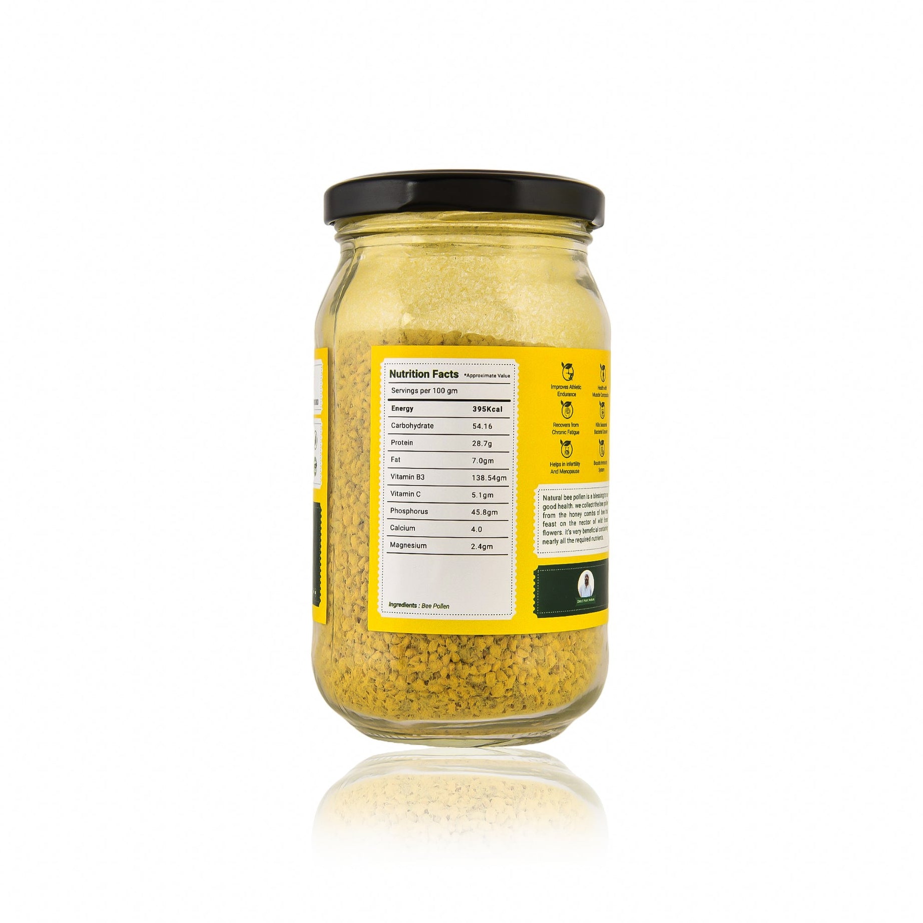 Natural Bee pollen  | Plant based Protein | Glass Jar Shreyas Organic