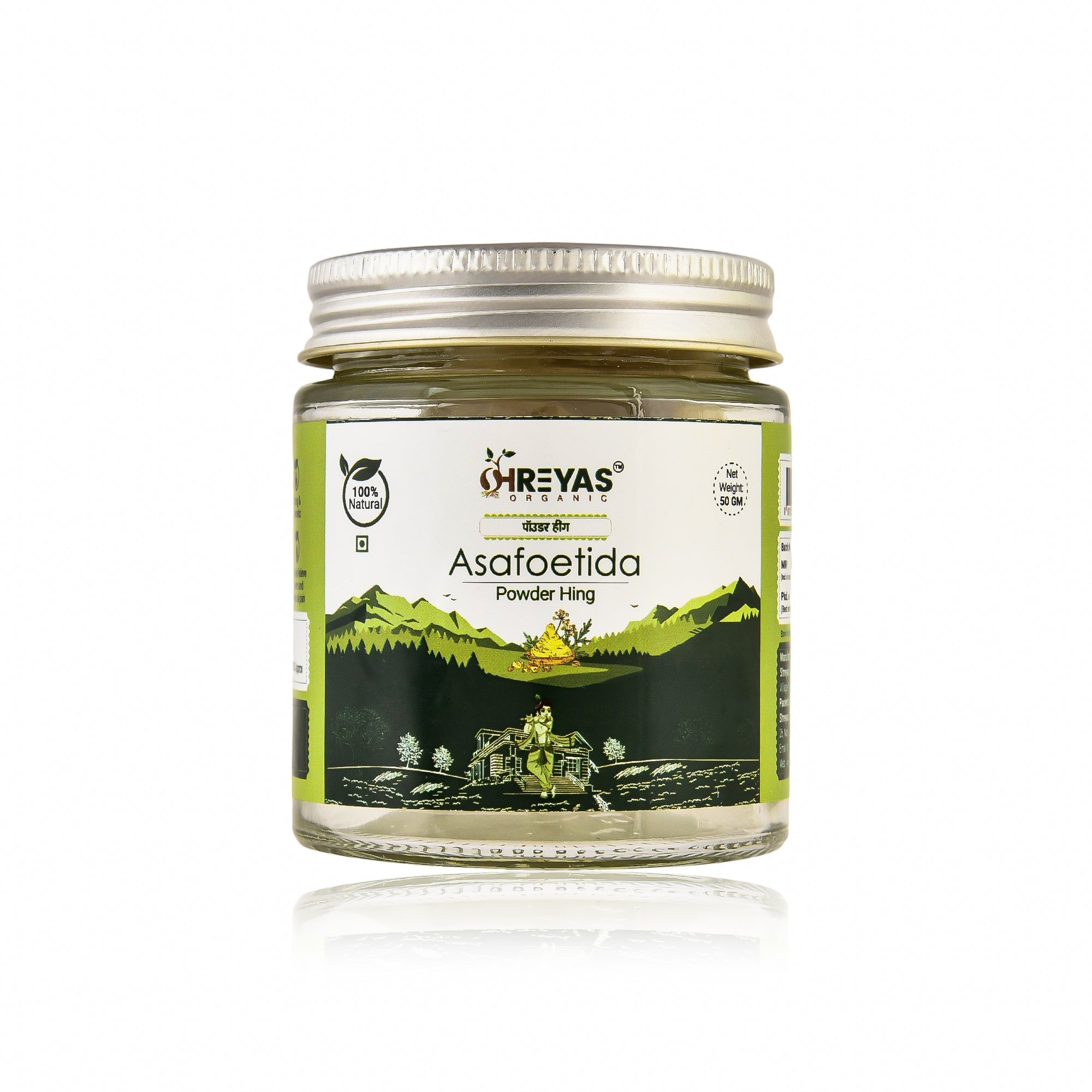 Strong Aromatic Asafoetida (Hing Powder) | Glass Jar Shreyas Organic